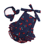 2019 Cotton Baby Girl Rompers Headband Set Sleeveless Toddler Ruffled Cherry pattern Romper Photography Props Clothes YC053
