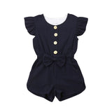 1-6Years Toddler Kids Baby Girl Button Sleeveless Ruffle Playsuit Jumpsuit Outfits Clothes