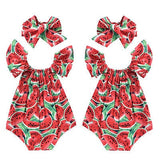 2017 Summer Toddler Girls Watermelon Sleeveless Cotton Rompers Jumpsuit Outfit Sunsuit Clothes
