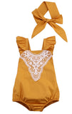Cute Newborn Baby Girl Lace Splice Romper Clothes Infant Bebes Lace Jumpsuit Sunsuit + Headband 2PCS Outfit Clothing Set